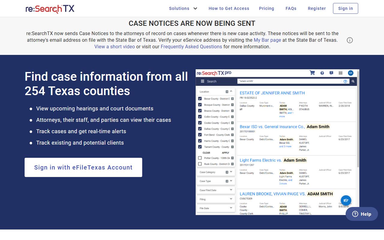 re:SearchTX portal for Donley County court records after arrest